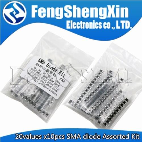 20values x10pcs SMA diode Assorted Kit SS110 SS220 SS210 SS310 SS510 SS14 SS24 SS16 SS26 SS34 SS36 ES1J ES1D ES1M US1M M1 M4 M7
