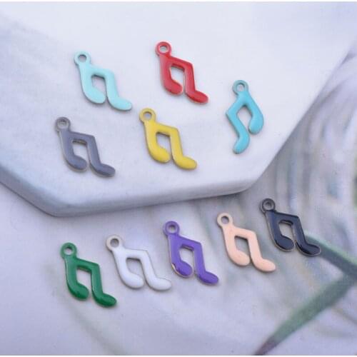 30pcs 14*6mm Copper Both Side Enamelled Charms Musical Note Pendant