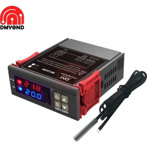 MH1220W 10A 220V Digital Thermostat Temperature Regulator Temperature Controller -40~120 Celsius Heat Cooling Control NTC Sensor