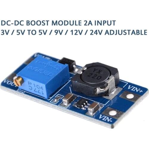 DC-DC Boost Module 2A Boost Power Supply Board Step Up Converter Booster Input 3V/5V To 5V/9V/12V/24V Adjustable MT3608