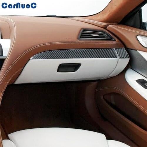 For BMW 6 Series F12 F13 Coupe Covertible 2011-2018 Car Copilot Panel Trim Strip Carbon Fiber Sticker Styling Accessories