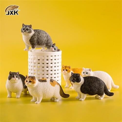 JXK 1:6 Scale Fat Cat Figure Cute Pet Animal Model Collector Kids Toy Gift Desktop Decor Shorthair Cat Trendy Ornaments