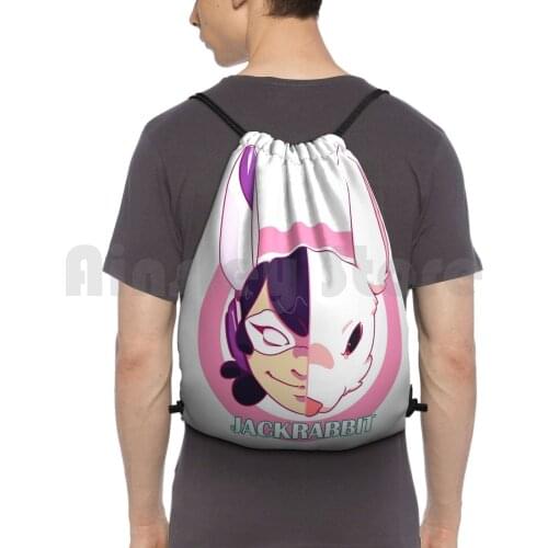 Phoenix Faction Tees-Jackrabbit Backpack Drawstring Bags Gym Bag Waterproof Super Hero Superhero Heroine Rabbit Bunny