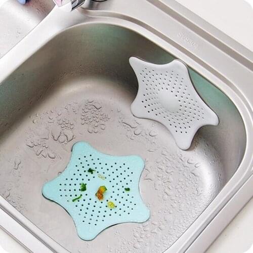 Hot Sale Kitchen Silicone Five-pointed Star Sink Filter Bathroom Sucker Floor Drains Shower Hair Sewer Colanders Strainer Filter