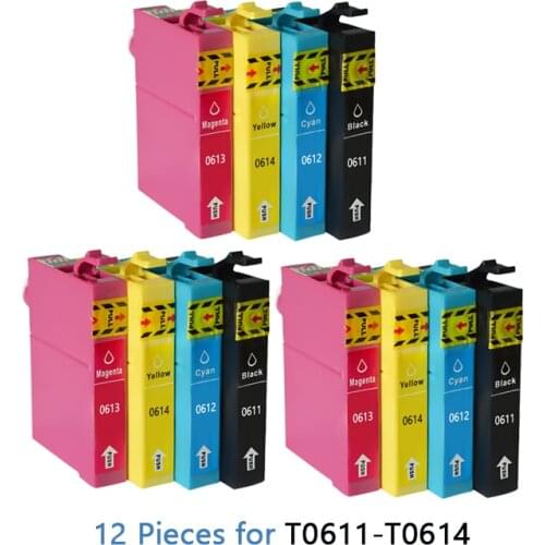 12pcs T0611 Compatible Ink Cartridge For Epson Stylus D68 D88 DX3800 DX3850 DX4200 DX4250 DX4800 DX4850 printer T0611 T0612 T0613 T0614