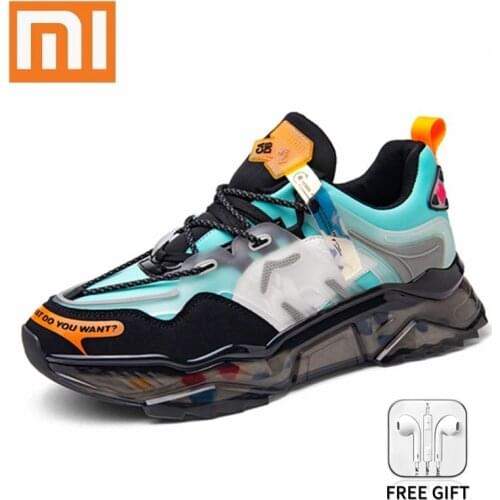 Xiaomi Men Running Shoes Fashion Lightweight Breathable Mesh Casual Sneakers Mens Non-Slip Lace-Up Sports Shoes Size 39-45