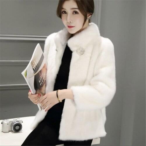 B 2018 winter new woman imitation mink fur grass imitation mink coat woman short paragraph slim collar collar suede jacket