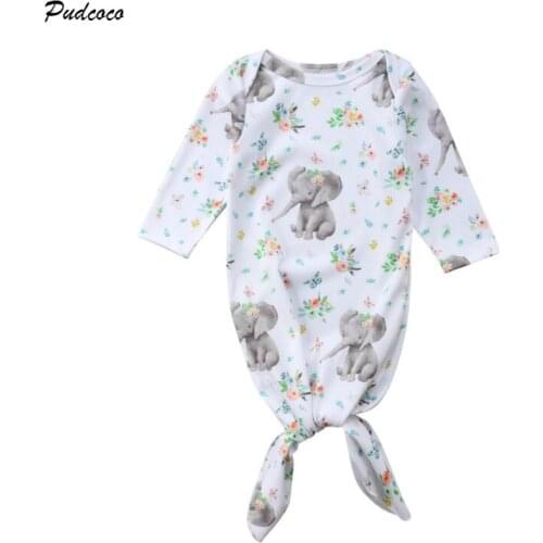 Cute Newborn Infant Baby Girl Flower Blanket Sleeping Bag Swaddle Wrap Outfits Elephant Print Receiving Blankets for 3-6M Baby