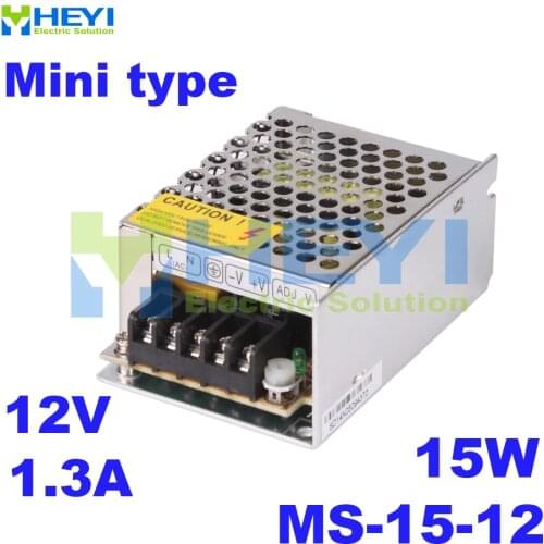 Mini power supply MS-15-12 with single switching output 12V 1.3A Micro power supply