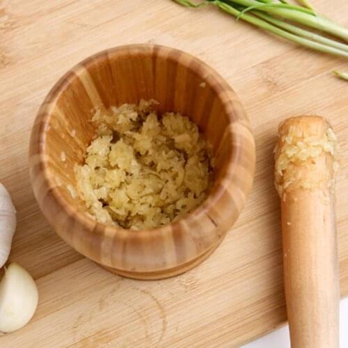 Multifunction Garlic Press Wood Mortar Manual Ginger Spices Mortar Pestle Set Grinding Bowl Grinder Kitchen Tool Garlic masher