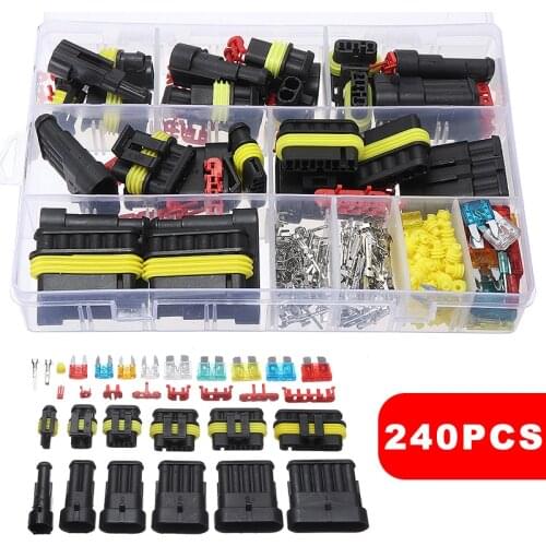 Auto Car Wire Connector Plugs Set Waterproof Cable 1-6 Pin Compartment+Fuses For Motorcycle Scooter Truck Super-sealed Wires