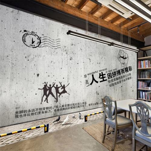 Nostalgic Gray Cement Wall Inspirational Slogans Background Wall Paper 3D KTV Restaurant Bar Industrial Decor Mural Wallpaper 3D
