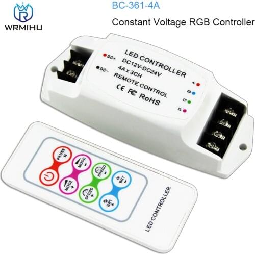 DC12V-24V BC-361-4A RF Wireless Remote Control Constant Voltage Strip Controller For 5050 3528 RGB Led Strip Light Tape