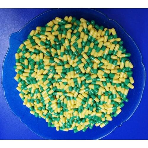 4# 5,000pcs!Green- Light Yellow Colored Empty Capsules size 4,hard gelatin empty capsules(joined empty capsule available)