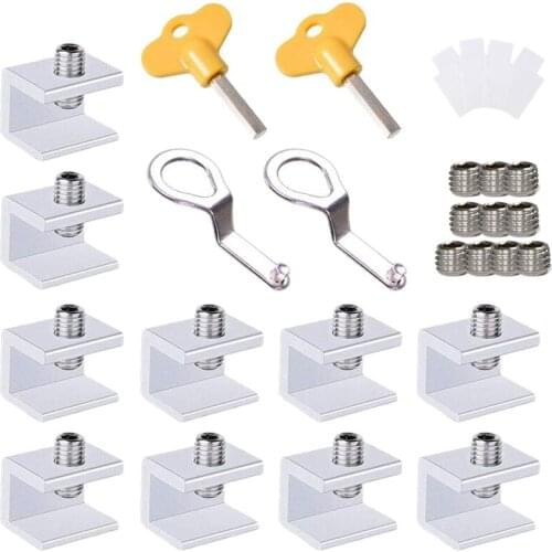 Hot 10PCS Adjustable Sliding Window Locks Stop Aluminum Alloy Door Frame Security Lock Child Window Locks with KeysHome Office W