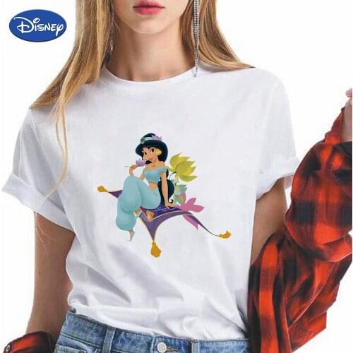 Jasmine Princess Slim Teacher Shirt Aladdin and The Magic Lamp Wonderful Trip Vintage Harajuku 90S Street Summer Disney Hipster