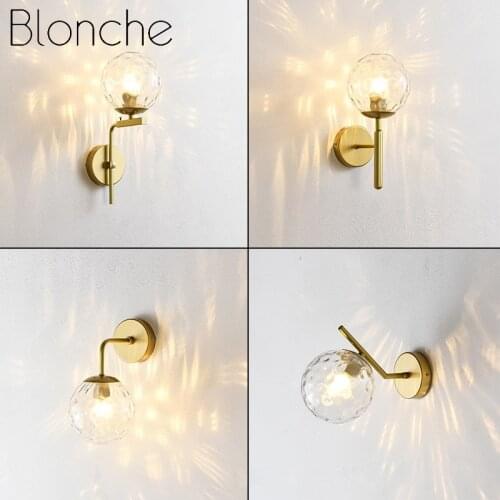 Modern Glass Art Wall Light Bedside Wall Lamp Hotel Restaurant Loft Sconces for Bedroom Living Room Nordic Bar Aisle Fixture E14