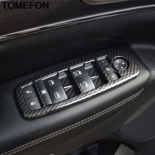 TOMEFON For Jeep Grand Cherokee 2011-2018 Interior Lift Door Window Switch Cover Trim Car Styling Accessories ABS Chrome Sticker