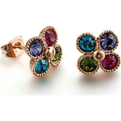 TRACYSWING Stud Earring For Women Multicolor Austrian Crystal Flower Earring Jewelry Fashion Jewelry Gift TWE227