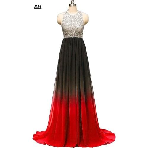 A-line Ombre Prom Dresses 2019 Chiffon Sequins Beading Long Gradient Formal Evening Dress Party Gown Vestidos De Gala BM10