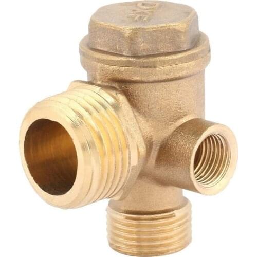 Air Compressor Check Valve 3-Port Check Valve Male Thread Female Wire Check Valve Brass Material Retail