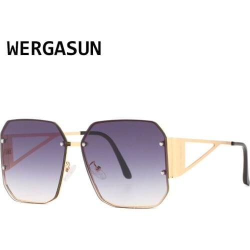 WERGASUN 2021 Sunglasses Women Retro Oversized Square Sun Glasses Men Fashion Metal Frame Streetwear Eyewear UV400