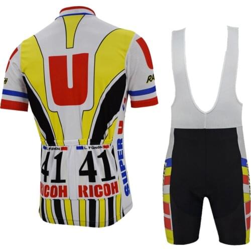 Yellow red classic cycling jersey men summer short sleeve suit retro bike wear jersey road jersey cycling clothing