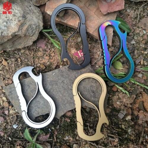1PCS Titanium Alloy Plating Multifunctional Keychain Outdoor Camping Keychain Ring EDC Keychain Spring Hook