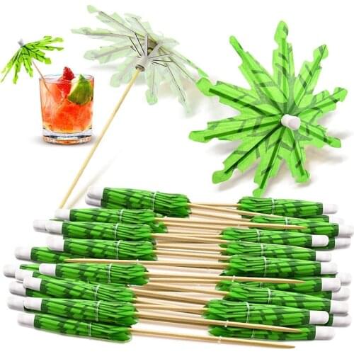 10pcs Tropical Coconut Palm Tree Paper Umbrella Cocktail Fruit Picks Cupcake Toppers Hawaii Birthday Wedding Party Decorations