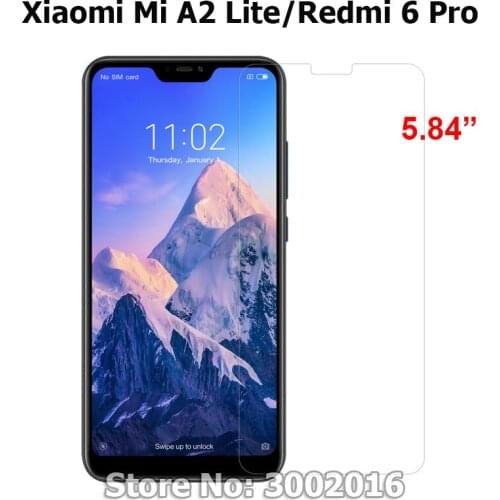 2PCS For Glass Redmi 6Pro Screen Protector Tempered Glass For Xiaomi Mi A2 Lite Glass For Xiaomi Redmi 6 Pro 5.84" Phone Film
