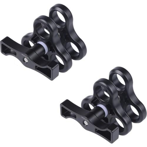 2 PCS Triple Holes Ball Clamp Mount 3 Holes Camp Video Light Flash Light Arm System for Underwater Photography Diving Camera