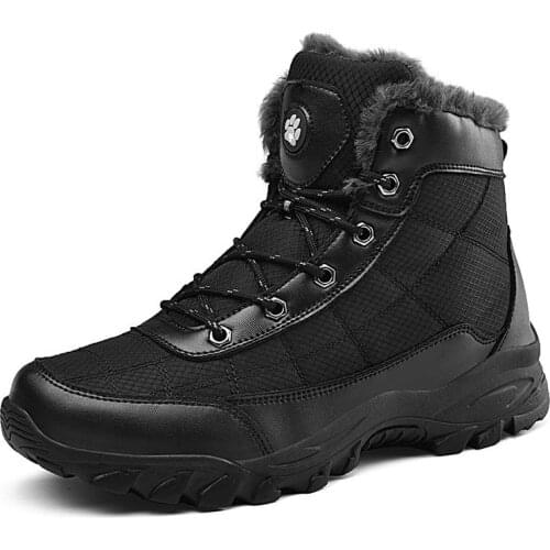 2021 Leather Boots Mens Shoes Hiking Work Non-slip Wear-resistant Outdoor Plush Warm Mens Boots Winter New Style