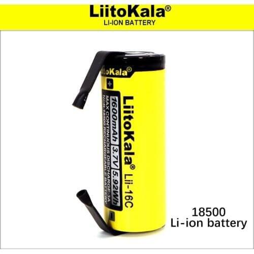 4 pcs.LiitoKala Lii-16C 18500 1600mAh 3.7 V rechargeable battery Recarregavel lithium ion battery for LED flashlight+DIY Nickel