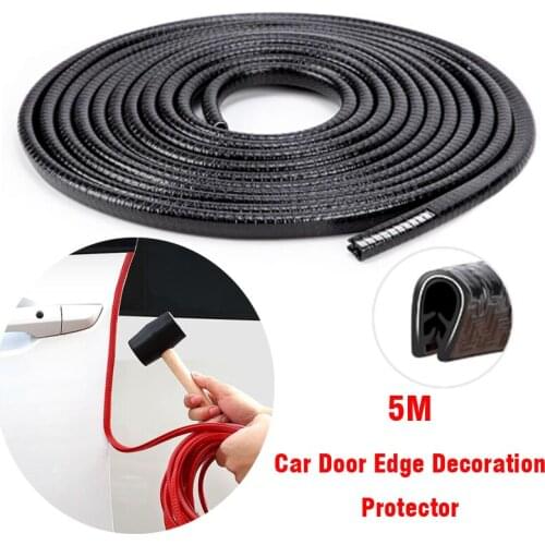 5M Rubber+Steel Auto Door Edge Stickers Side Doors Scratch Protector Decoration Seal Sealant Car Guards Trim Protective Strips
