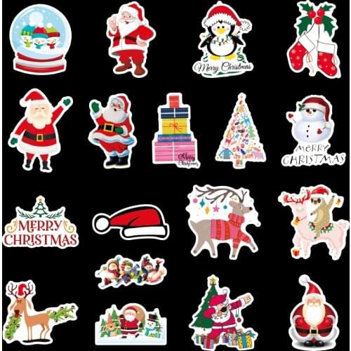 50/100pcs Christmas Sticker Stationery Scrapbooking Cute Santa Claus Stickers Kawaii Children Gift Pegatinas Graffiti Stickers