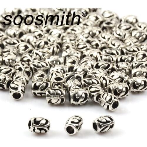 5x6mm 50pcs Hollow Cylindrical Metal Beads Loose Spacer Beads For Jewelry Making DIY Pendant Necklace Gift Accessorie