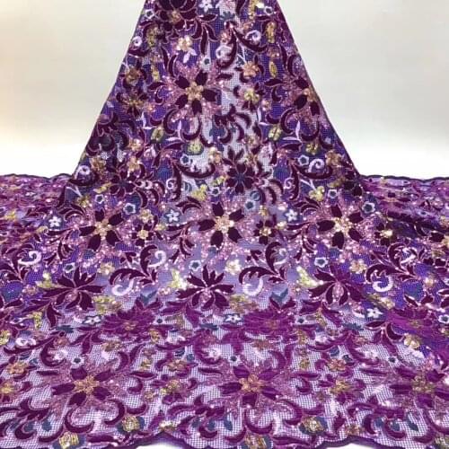 African Velvet Lace Fabric 2021 High Quality Lace Nigeria Tulle Lace Fabric Bride French Sequin Lace Fabric D3810