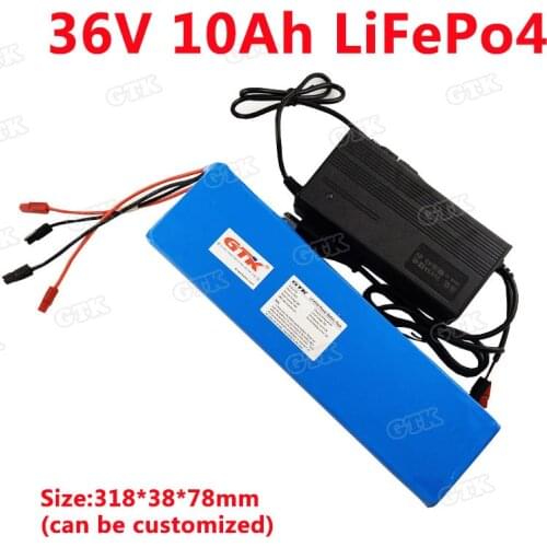 Deep cycle 36v 10ah rechargeable lifepo4 battery for Motorcycle Electric Car Bicycle Scooter wheelchair sightseeing cart+charger