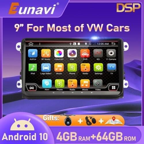Eunavi Android 10 2Din Car Radio Stereo multimeida for VW Passat B6 CC Polo GOLF 5 6 Touran Jetta Tiguan Magotan Seat GPS no DVD