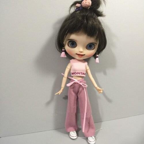 Free shipping Doll Accessories Blyth Doll clothes 1/6 dolls Accessories handmade 30cm clothes Shirt and waistcoat belt 2pcs/set