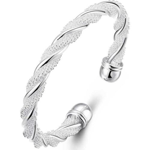 New Europe and the United States silver jewelry bracelets distortion line bracelet fashion round shape silver bracelet