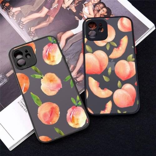 Peach Phone Case For iPhone 12 11 Mini Pro XR XS Max 7 8 Plus X Matte transparent cover