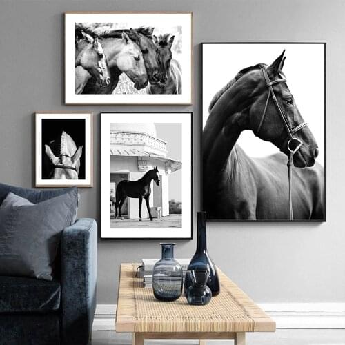Black White Photography Horses Poster Animals Canvas Painting On The Wall Nordic Print Picture For Living Room Home Decor