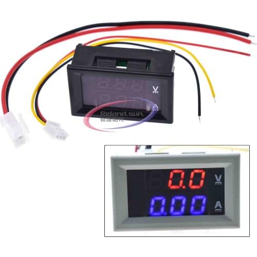 Dual LED Display Mini Digital Voltmeter Ammeter DC 100V 10A Panel Amp Volt Voltage Current Meter Tester 0.56" White/Black Case