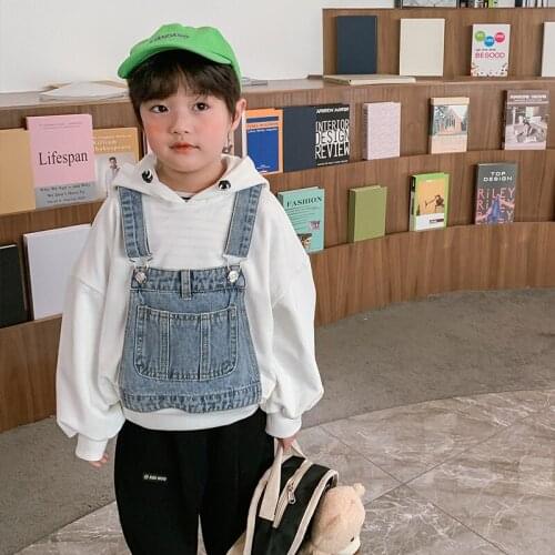 Jean Spring Autumn Girls Clothing Suits Sweatshirts +Vest 2pcs/Set Pullover Kids Teenager Outwear Sport Beach School High Qualit