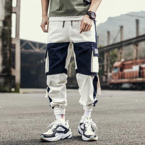 Prowow Ribbons Harem Joggers Men Cargo Pants Streetwear 2021 Hip Hop Casual Pockets Track Pants Male Harajuku Fashion Trousers