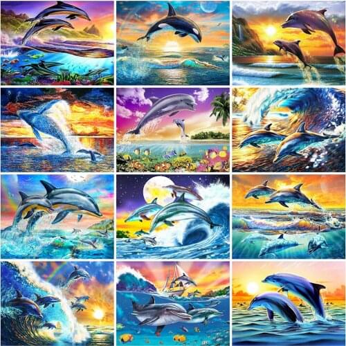 Evershine Diamond Painting Dolphin Animals Diamond Embroidery Ocean Cross Stitch Fish 5D DIY Mosaic Rhinestone Crafts Gift