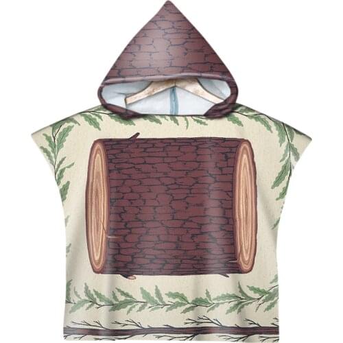 Leaves Leaf Woody Pattern Microfiber Beach Towel For Baby Children Soft Hooded Bath Towel Swimming Cloak