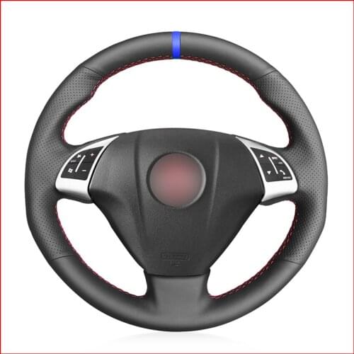 MEWANT Black Genuine Leather Car Steering Wheel Cover for Fiat Grande Punto Bravo Linea 2007-2019 Qubo Doblo Opel Combo