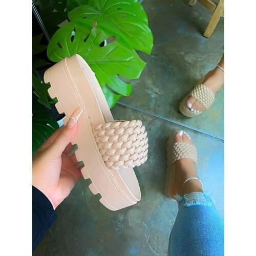 Fashion Womens Slippers Thick Platform Casual Sandals Women Summer Shoes Slippers Flip Flops Ladies Slides Rome Beach Sandals